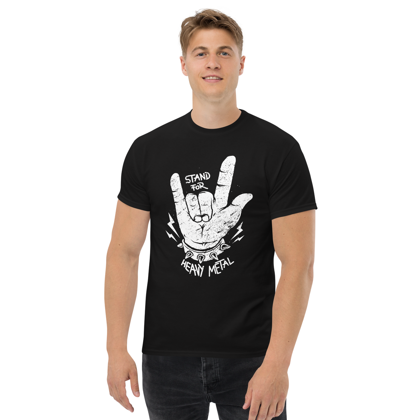 Stand for Heavy Metal Graphic T-Shirt – Rock Hand Gesture Design
