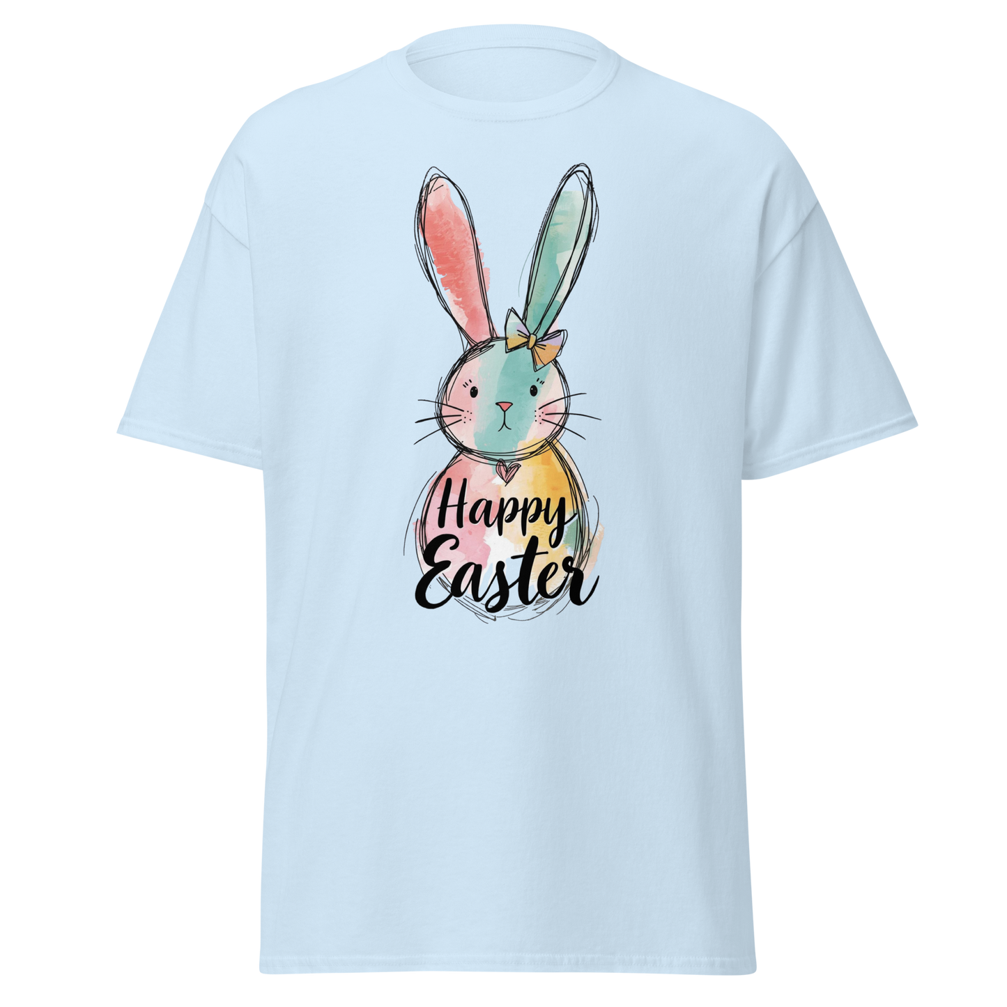Colorful Happy Easter Bunny T-Shirt — Pastel Spring Graphic Tee