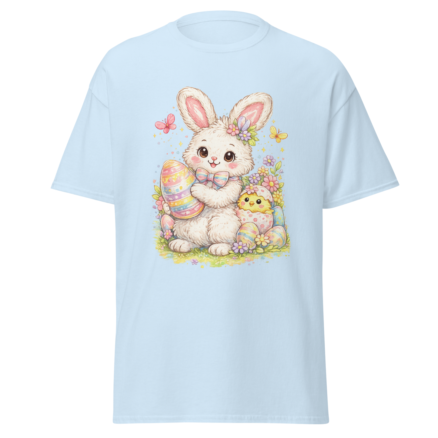 T-shirt Adorable Lapin de Pâques — T-shirt Imprimé Pastel Printanier — T-shirt de Célébration Saisonnière