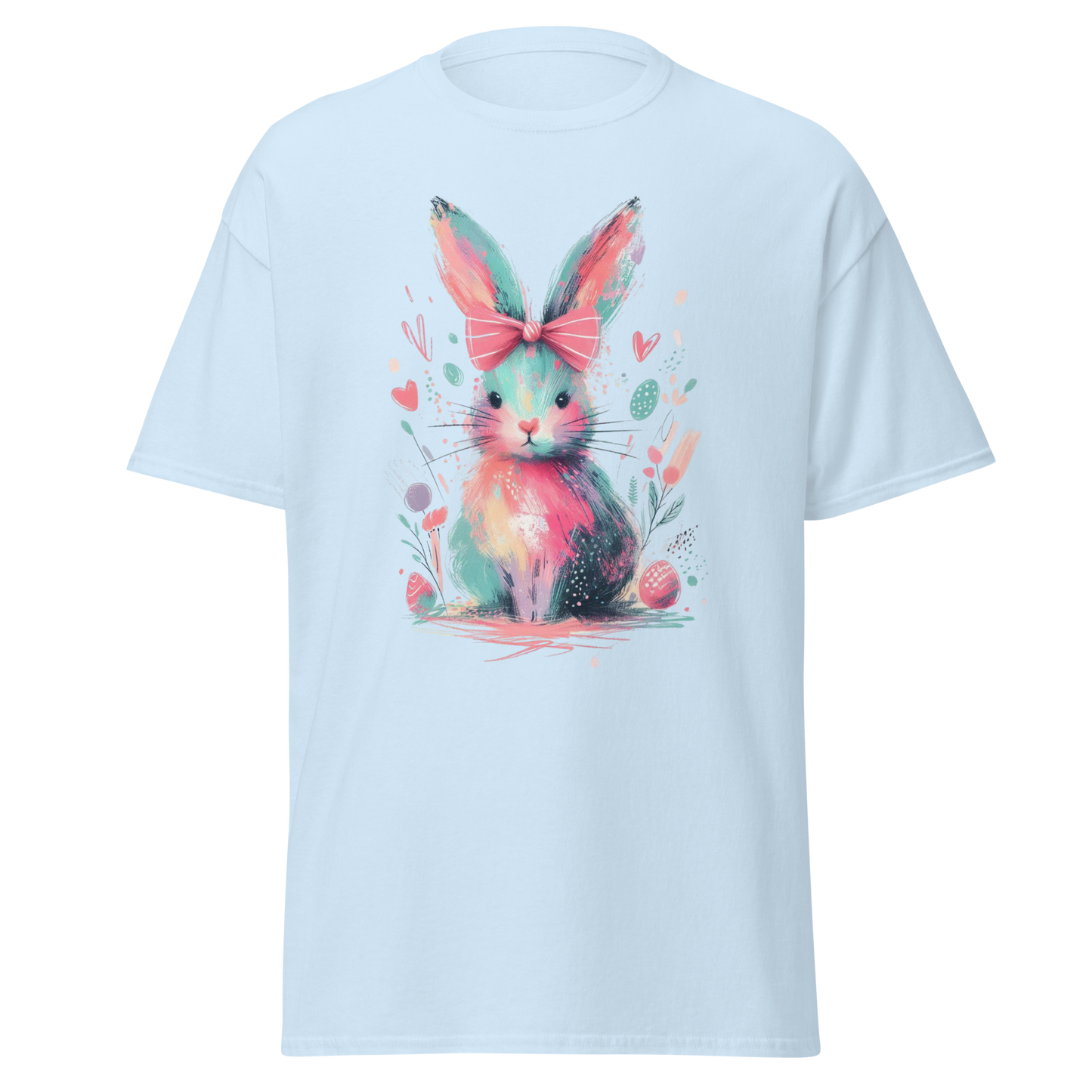 Colorful Easter Bunny T-Shirt — Spring watercolor graphic