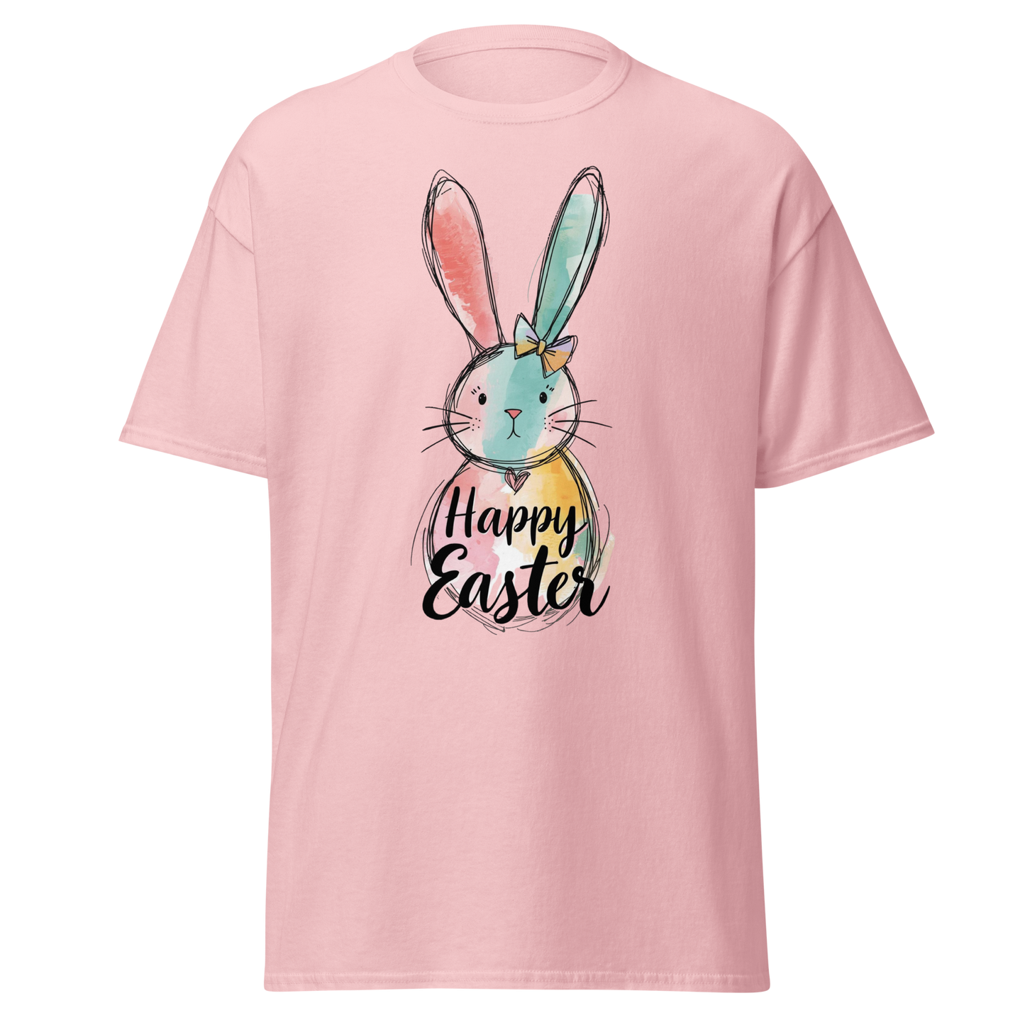 Colorful Happy Easter Bunny T-Shirt — Pastel Spring Graphic Tee