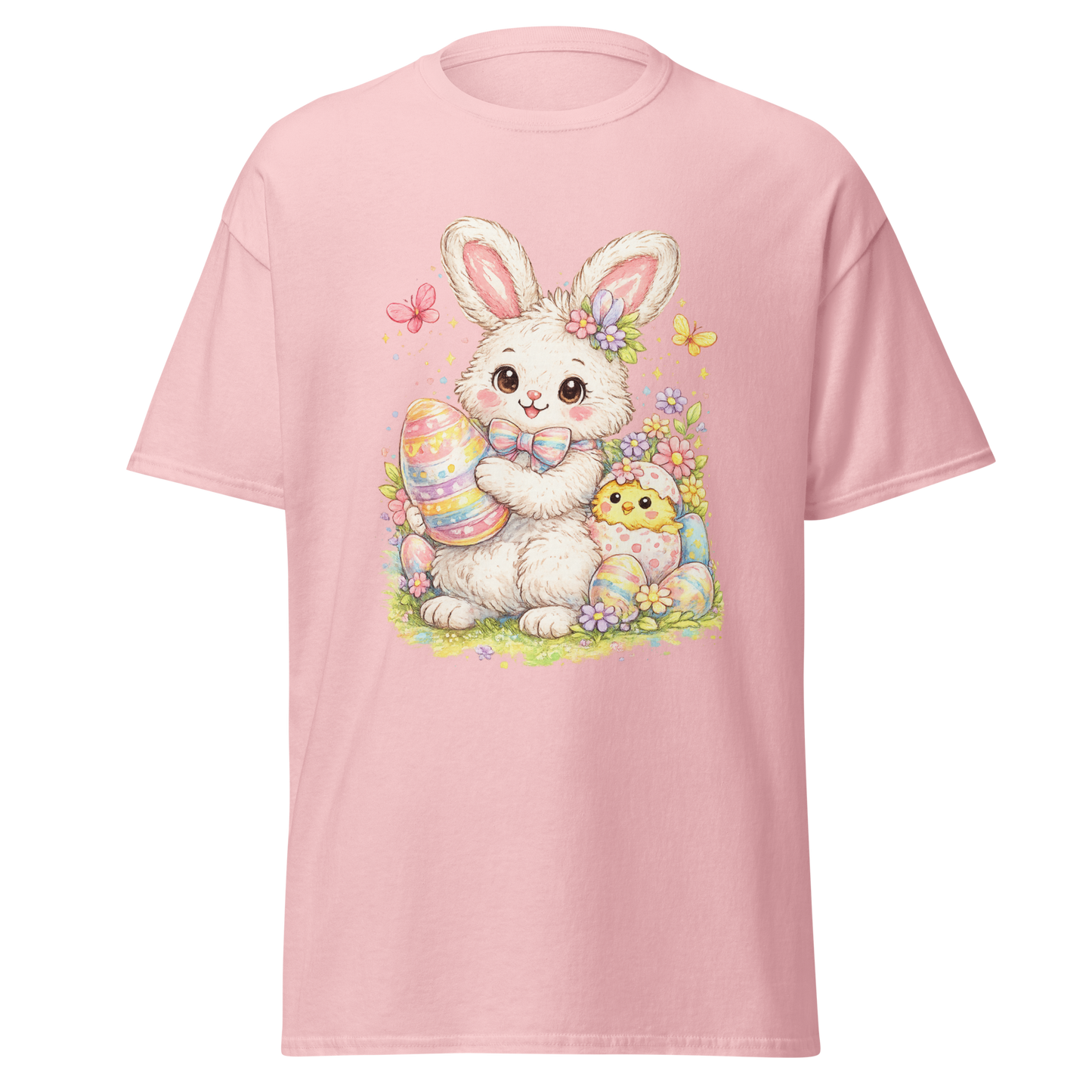 T-shirt Adorable Lapin de Pâques — T-shirt Imprimé Pastel Printanier — T-shirt de Célébration Saisonnière