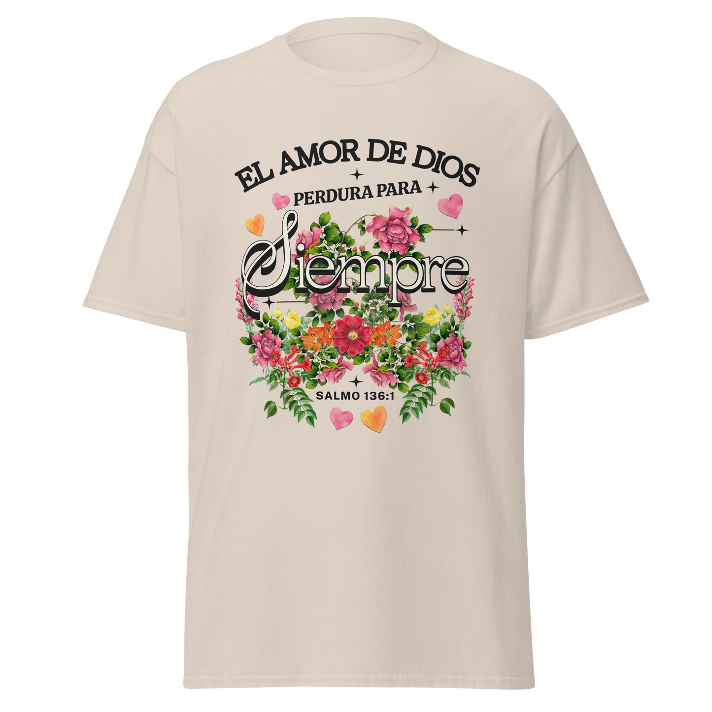 Camiseta “El Amor de Dios Perdura Para Siempre” – Salmo 136:1