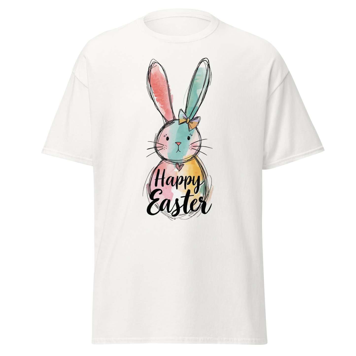 Colorful Happy Easter Bunny T-Shirt — Pastel Spring Graphic Tee