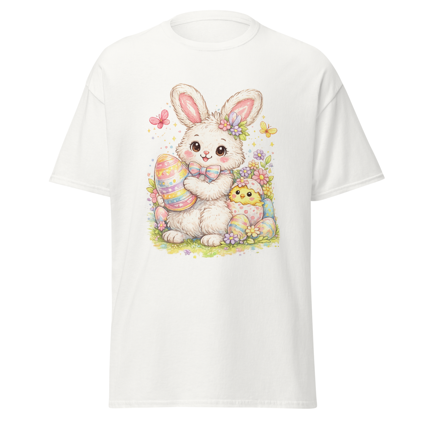 T-shirt Adorable Lapin de Pâques — T-shirt Imprimé Pastel Printanier — T-shirt de Célébration Saisonnière