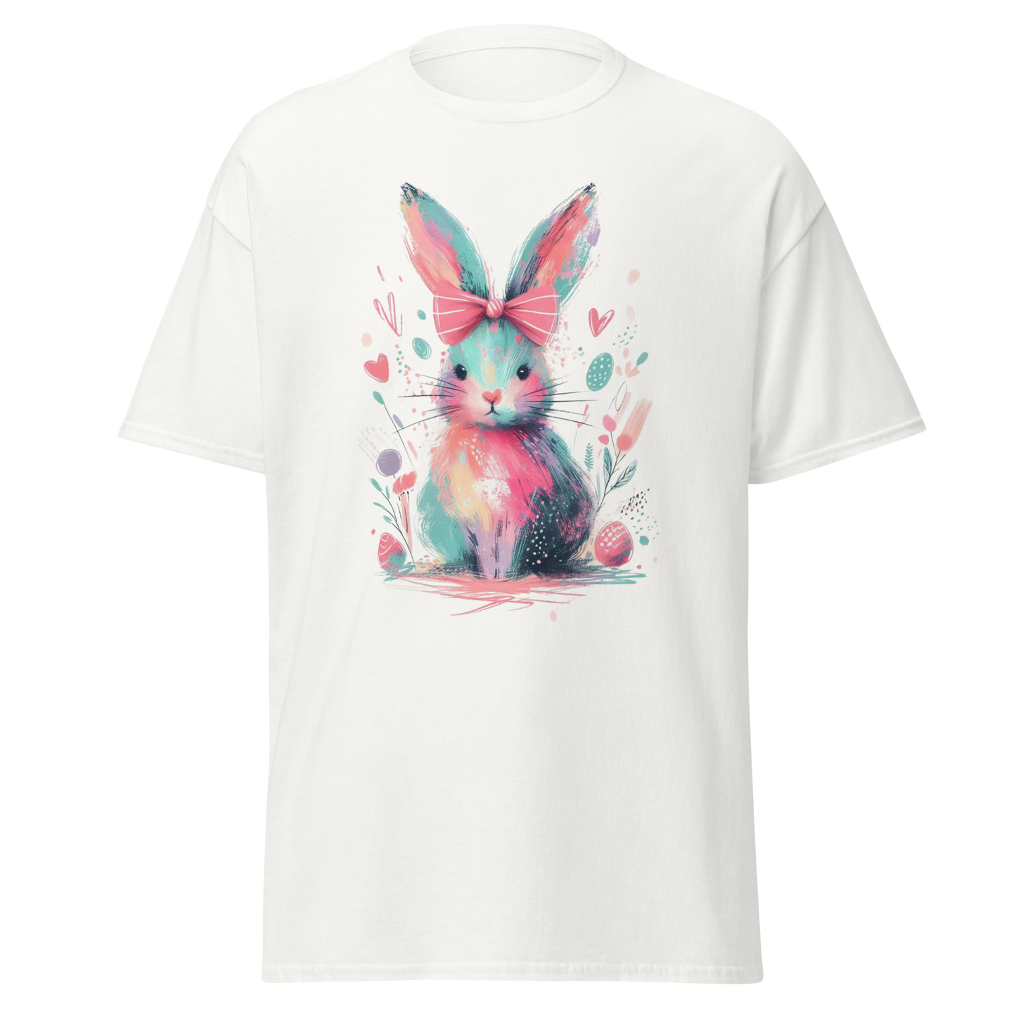 Colorful Easter Bunny T-Shirt — Spring watercolor graphic