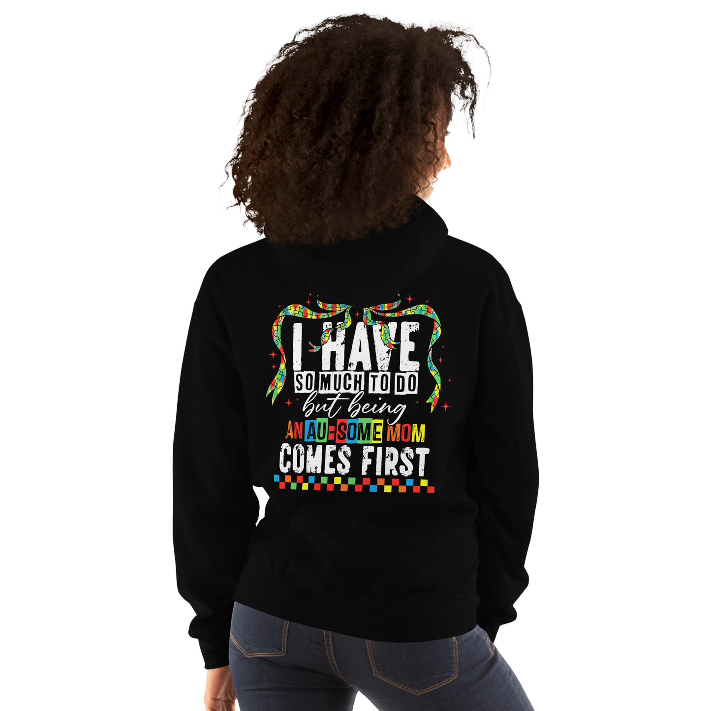 Autism Mama Bear Hoodie – Colorful Puzzle Design Mom Hoodie