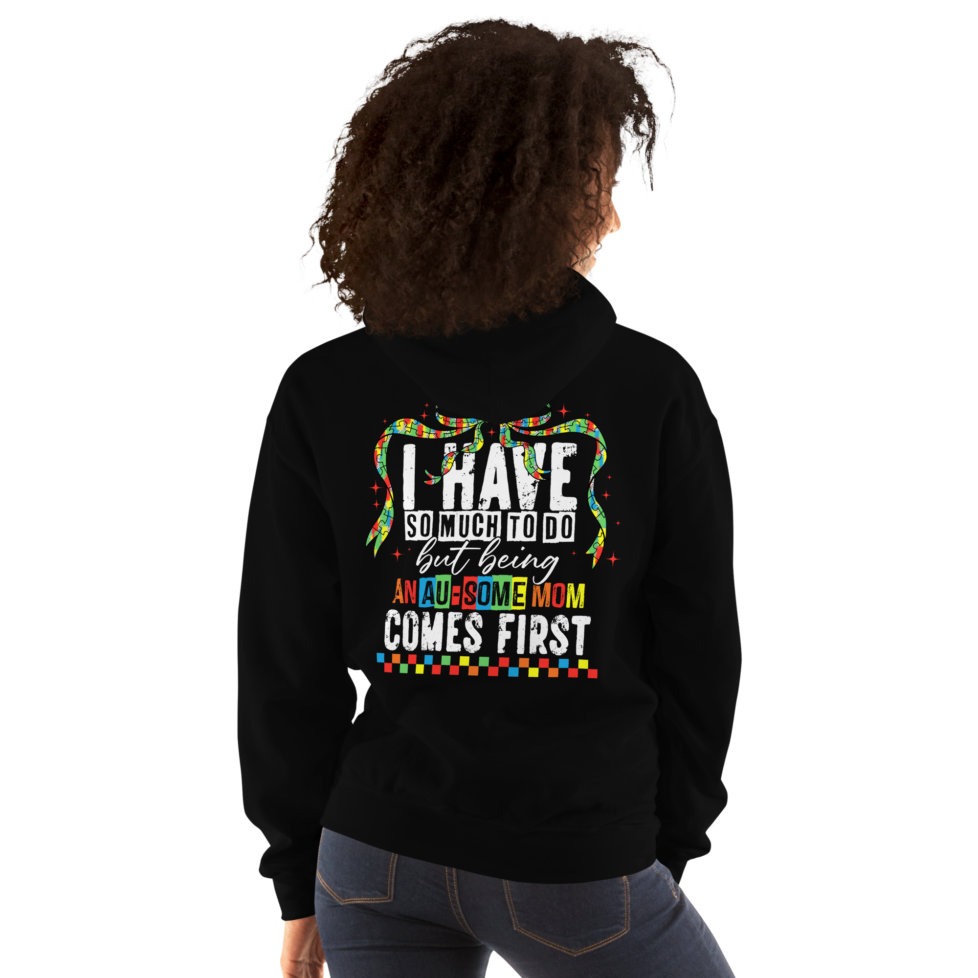 Autism Mama Bear Hoodie – Colorful Puzzle Design Mom Hoodie