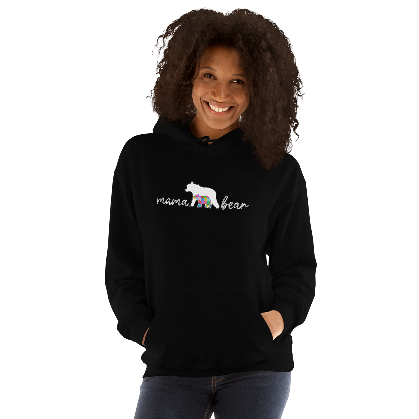 Autism Mama Bear Hoodie – Colorful Puzzle Design Mom Hoodie