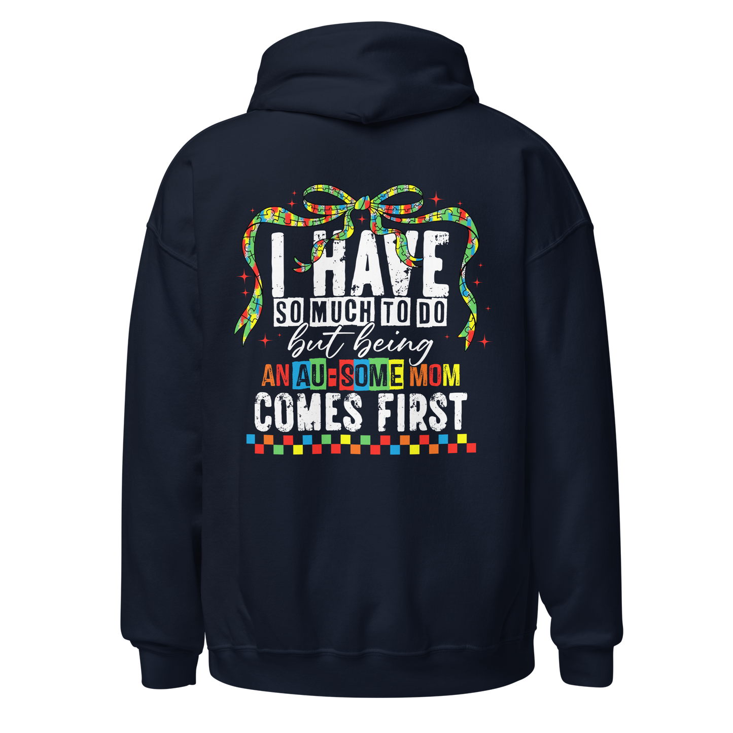 Autism Mama Bear Hoodie – Colorful Puzzle Design Mom Hoodie