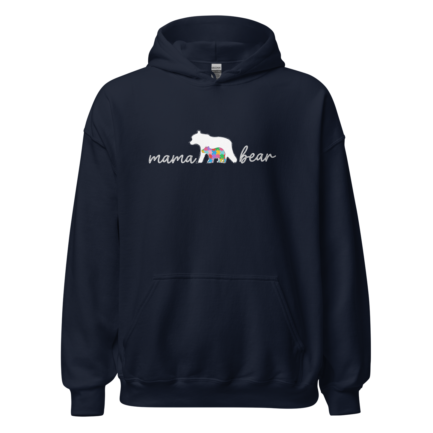 Autism Mama Bear Hoodie – Colorful Puzzle Design Mom Hoodie