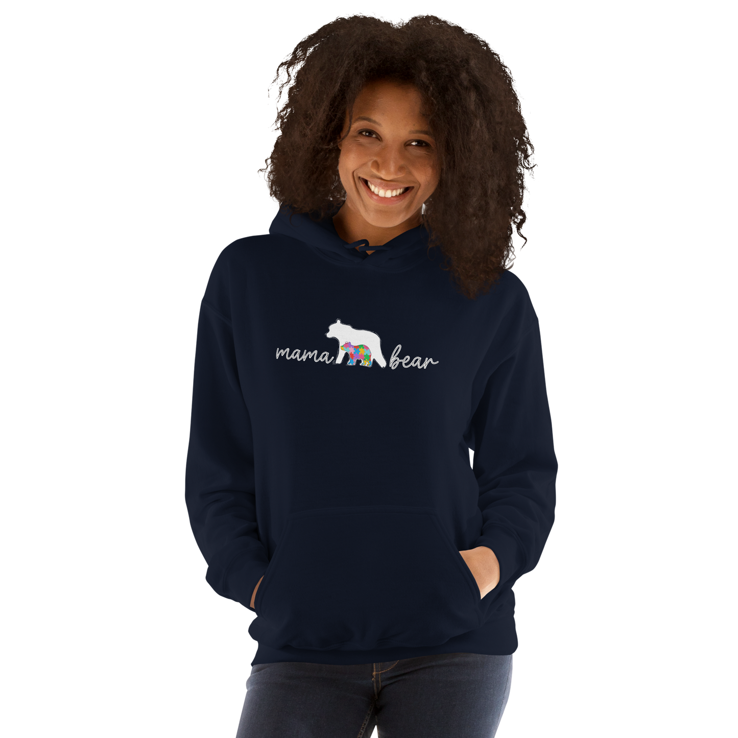 Autism Mama Bear Hoodie – Colorful Puzzle Design Mom Hoodie