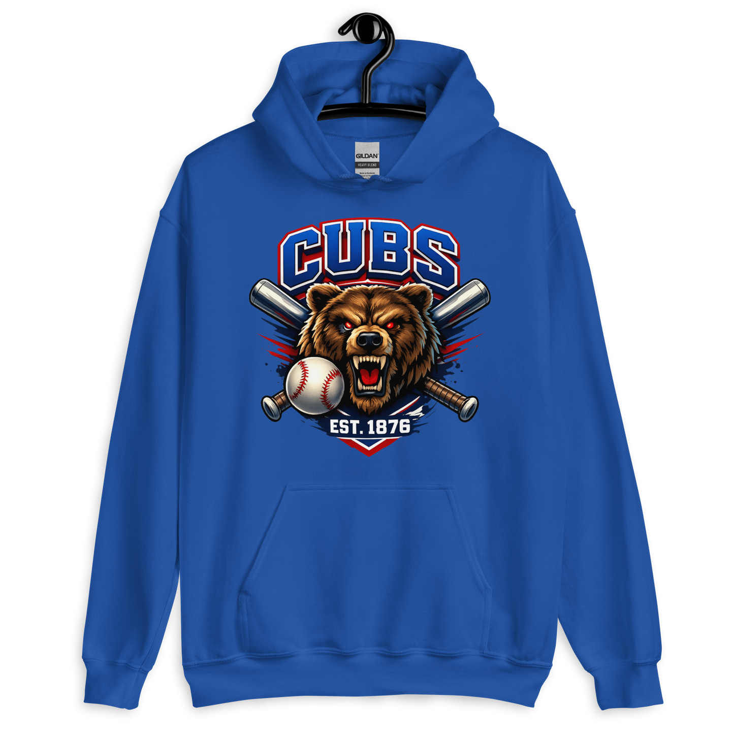 Cubs Bear Baseball Hoodie – Streetwear Sports – Unisex Heavy Blend Hoodie