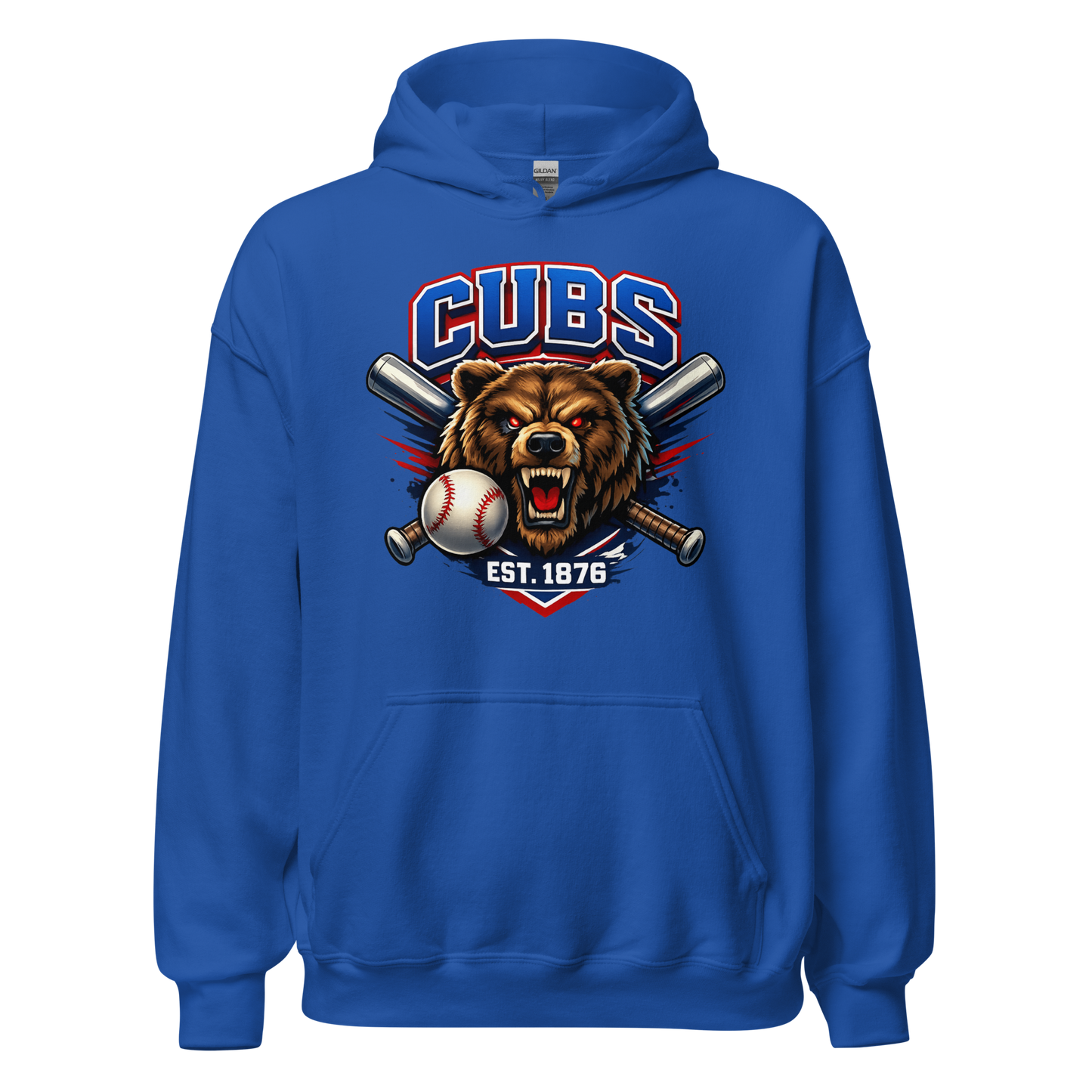 Cubs Bear Baseball Hoodie – Streetwear Sports – Unisex Heavy Blend Hoodie