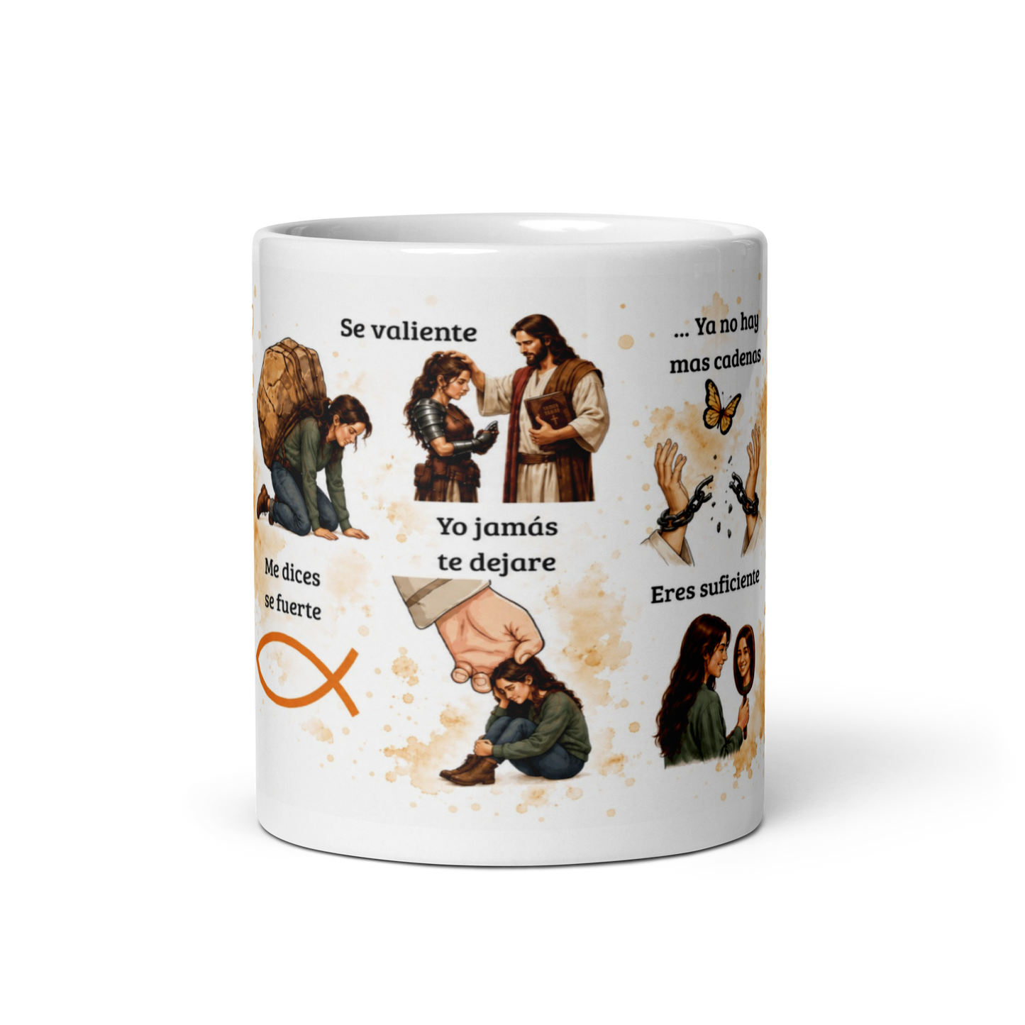 Taza Cristiana de Fe y Fortaleza – Taza Inspiradora de Jesús para Café ☕🙏