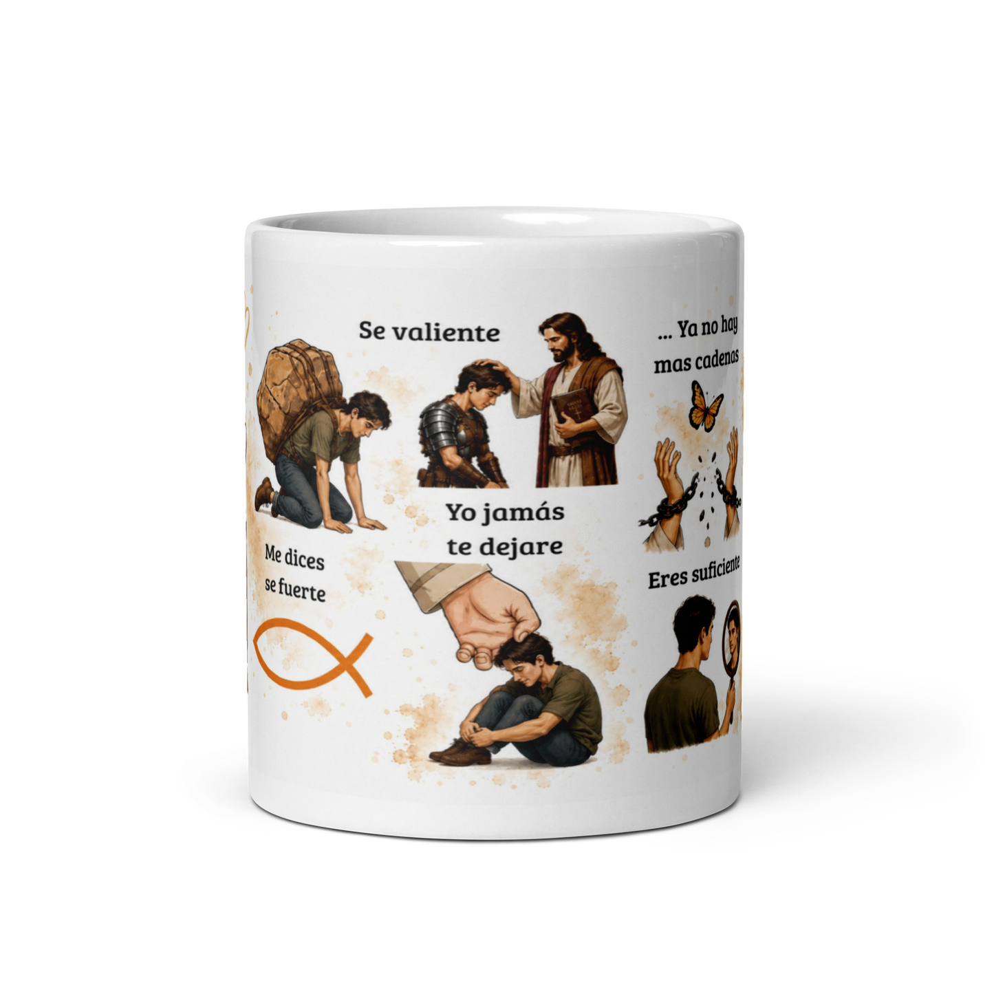 Taza Cristiana de Fe y Fortaleza – Taza Inspiradora de Jesús para Café ☕🙏