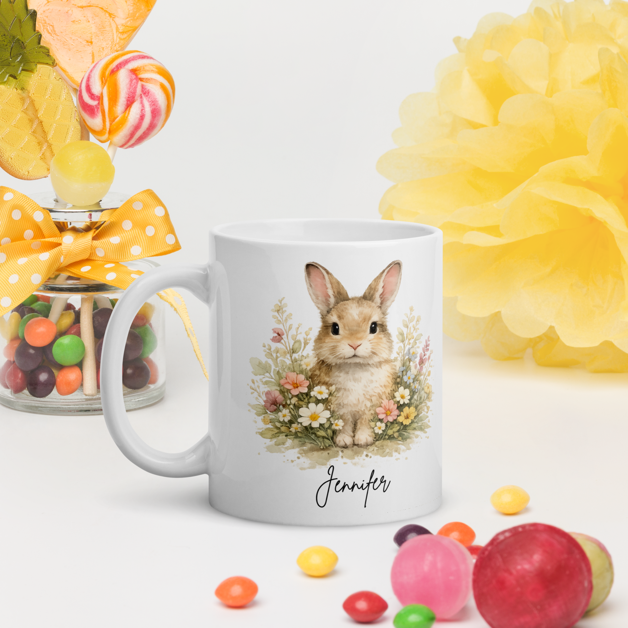 Custom Easter Bunny Mug with Name – 11oz Personalized Spring Coffee Mug