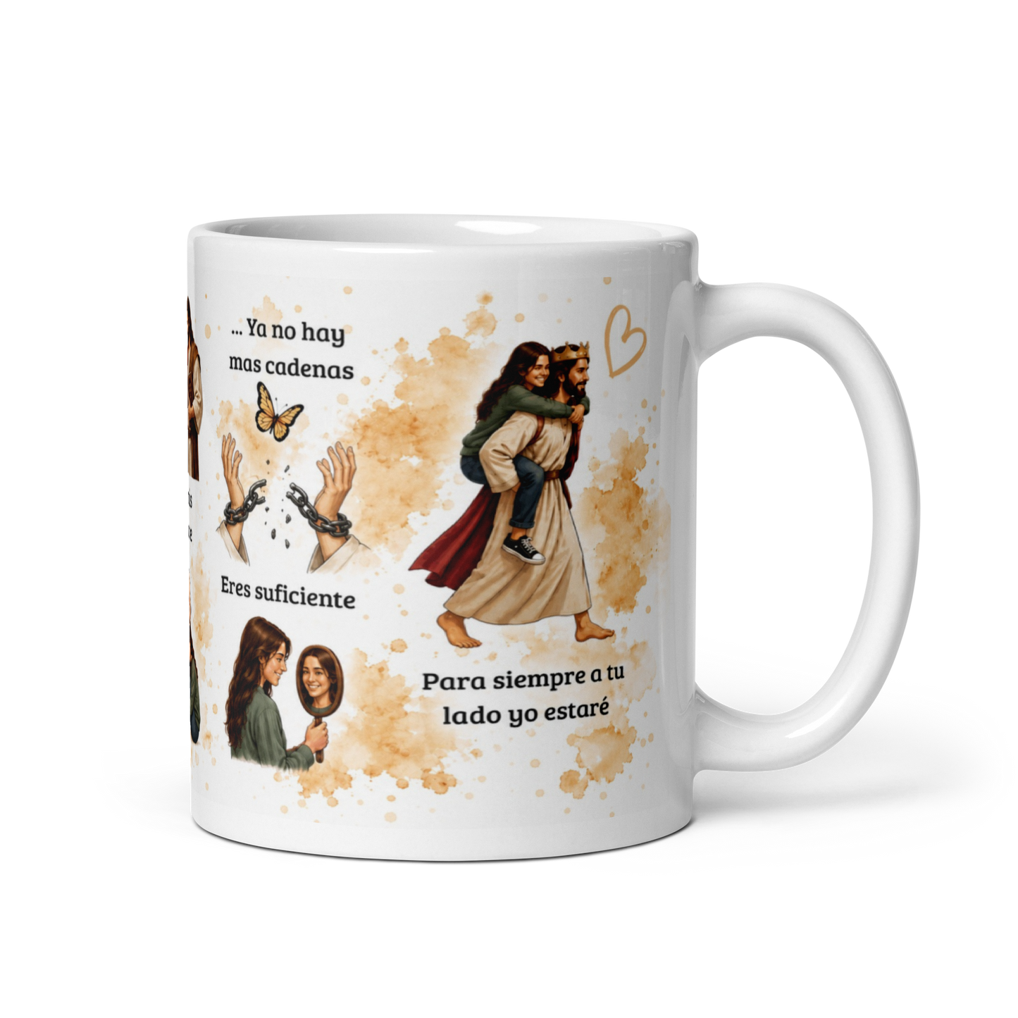 Taza Cristiana de Fe y Fortaleza – Taza Inspiradora de Jesús para Café ☕🙏
