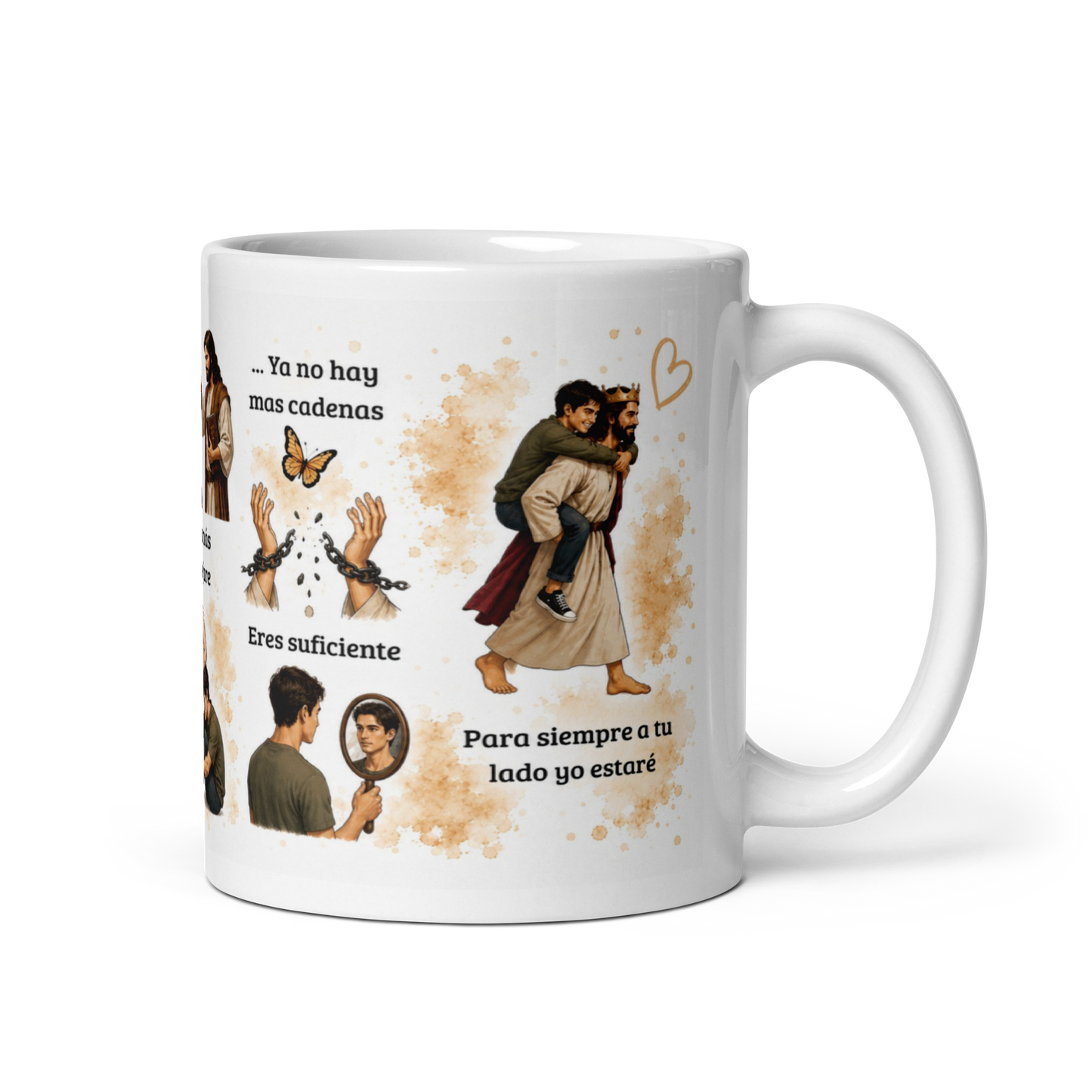 Taza Cristiana de Fe y Fortaleza – Taza Inspiradora de Jesús para Café ☕🙏